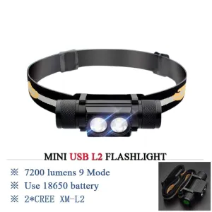 Led Headlamp cree xm L2 Headlight USB Head Torch waterproof Head Flashlight Head light 18650 rechargeable battery camping Light