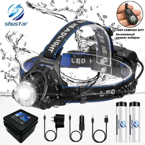 LED Headlamp Fishing Headlight T6/L2/V6