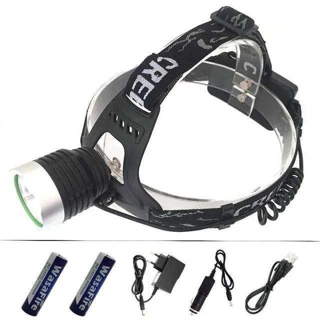 LED Headlight Headlamp XML T6 Led Frontal Flashlight Bike Light Lamp 3 Modes Waterproof Head Torch   Rechargeable 18650 Battery