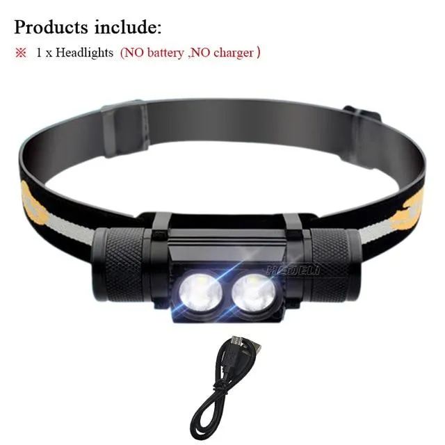 led headlight Portable Lighting mini  xm l2 lamp waterproof flashlight head light use 18650Rechargeable battery USB headlamp