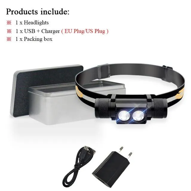 led headlight Portable Lighting mini  xm l2 lamp waterproof flashlight head light use 18650Rechargeable battery USB headlamp