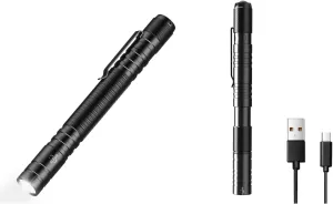 LED Pen Light, Zoomable Led Penlight Inspector Flashlight Pocket Flashlight with Clip