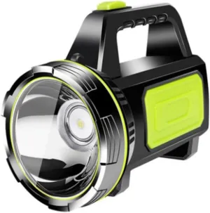Led Portable Torch Rechargeable Handheld -Range Spotlight with Sidelamp for Outdoor Camping Powerful Illumination Design Versatile Emergency Light