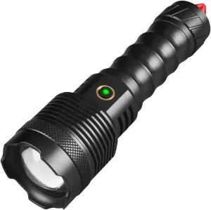LED Rechargeable Flashlight, 3000LM Aluminum Alloy Zoomable Super Bright Flashlight, Fast Heat Dissipation, Wide Irradiation Range, Outdoor Emergency Charging Treasure