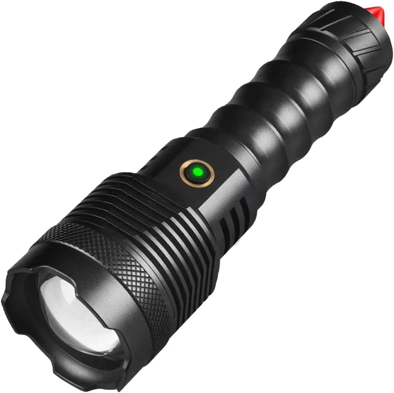 LED Rechargeable Flashlight, 3000LM Aluminum Alloy Zoomable Super Bright Flashlight, Fast Heat Dissipation, Wide Irradiation Range, Outdoor Emergency Charging Treasure