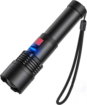 LED Rechargeable Flashlight, Flashlight with USB,Super Bright 3000 Lumen,IPX6 Water Resistant,5 Lighting Modes Zoomable Torch Light for Camping Hiking Cycling,Included Battery