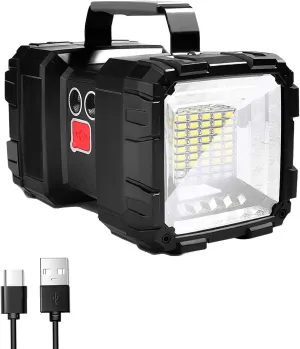 LED Spotlight Flashlight,Rechargeable Flashlight 100000L 10000mAh High-Powered Searchlight Camping 3 4 Lights Modes LED Handheld Flashlight Waterproof