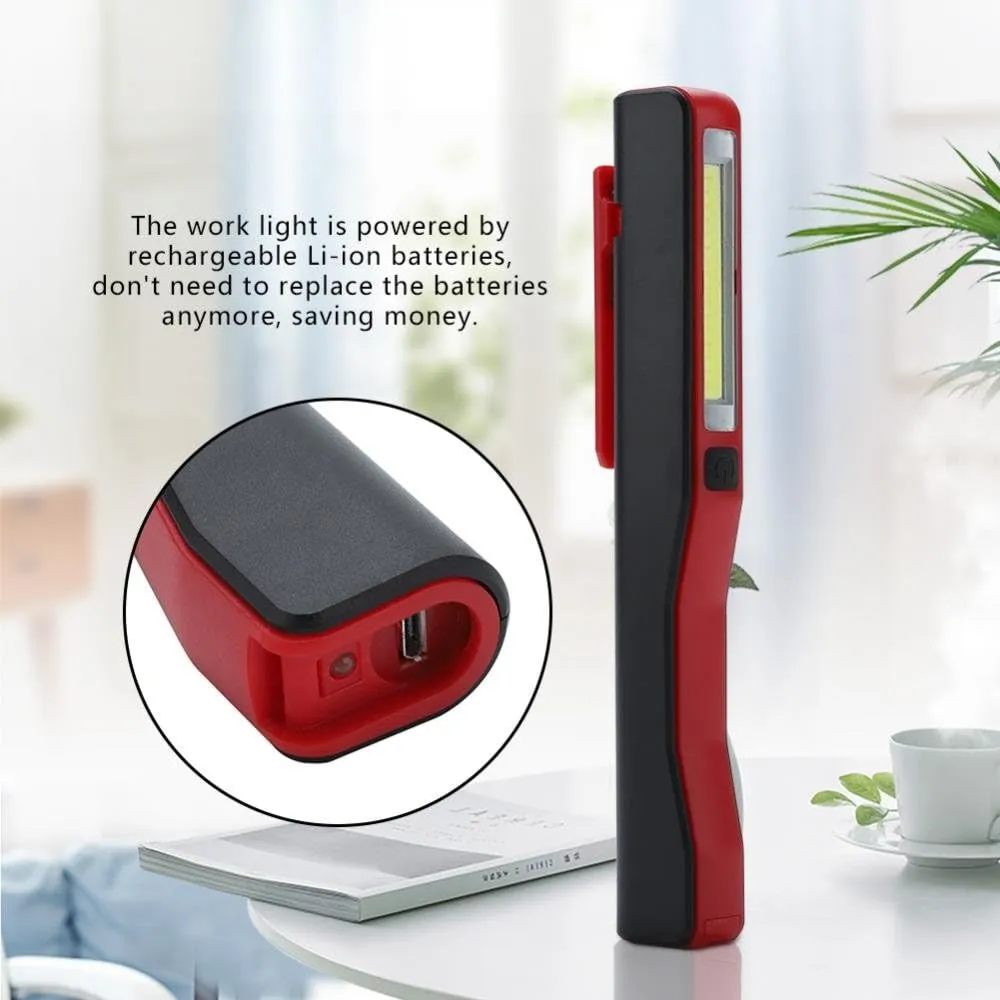 LED Tactical Small Flashlight, Adjustable Brightness, Pen Flashlight Rechargeable LED Flashlight Pocket Light Work Light with Magnetic Rotating Clip for Hiking, Everyday Use(Red)