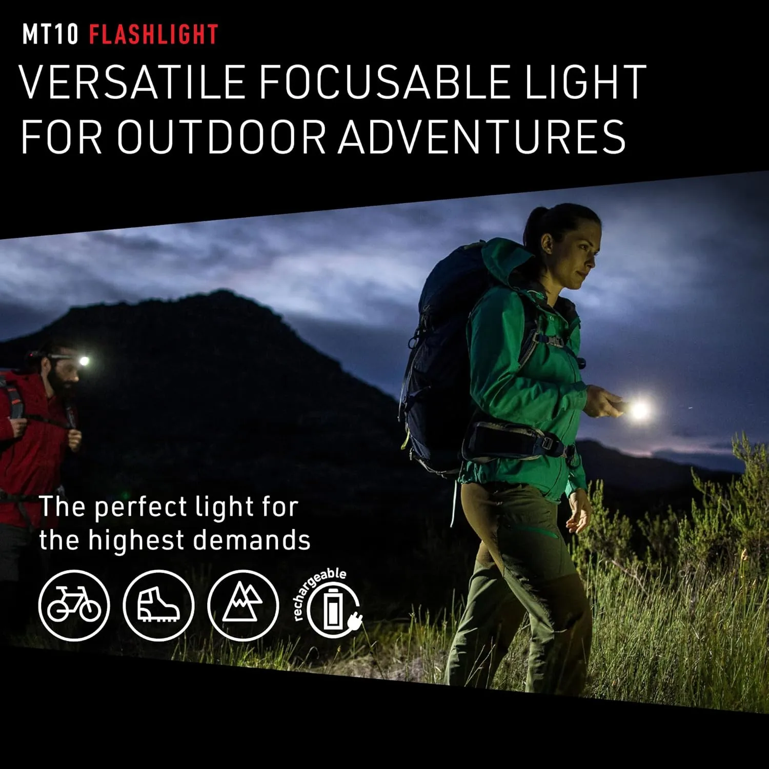 Ledlenser, MT10 Rechargeable Outdoor Flashlight, High Power LED, 1000 Lumens, Advanced Focus System for Home Use, Camping, Battery Charge Indicator