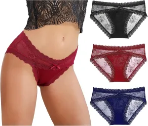 LEVAO Women Lace Underwear Sexy Breathable Hipster Panties Stretch Seamless Bikini Briefs Multipack