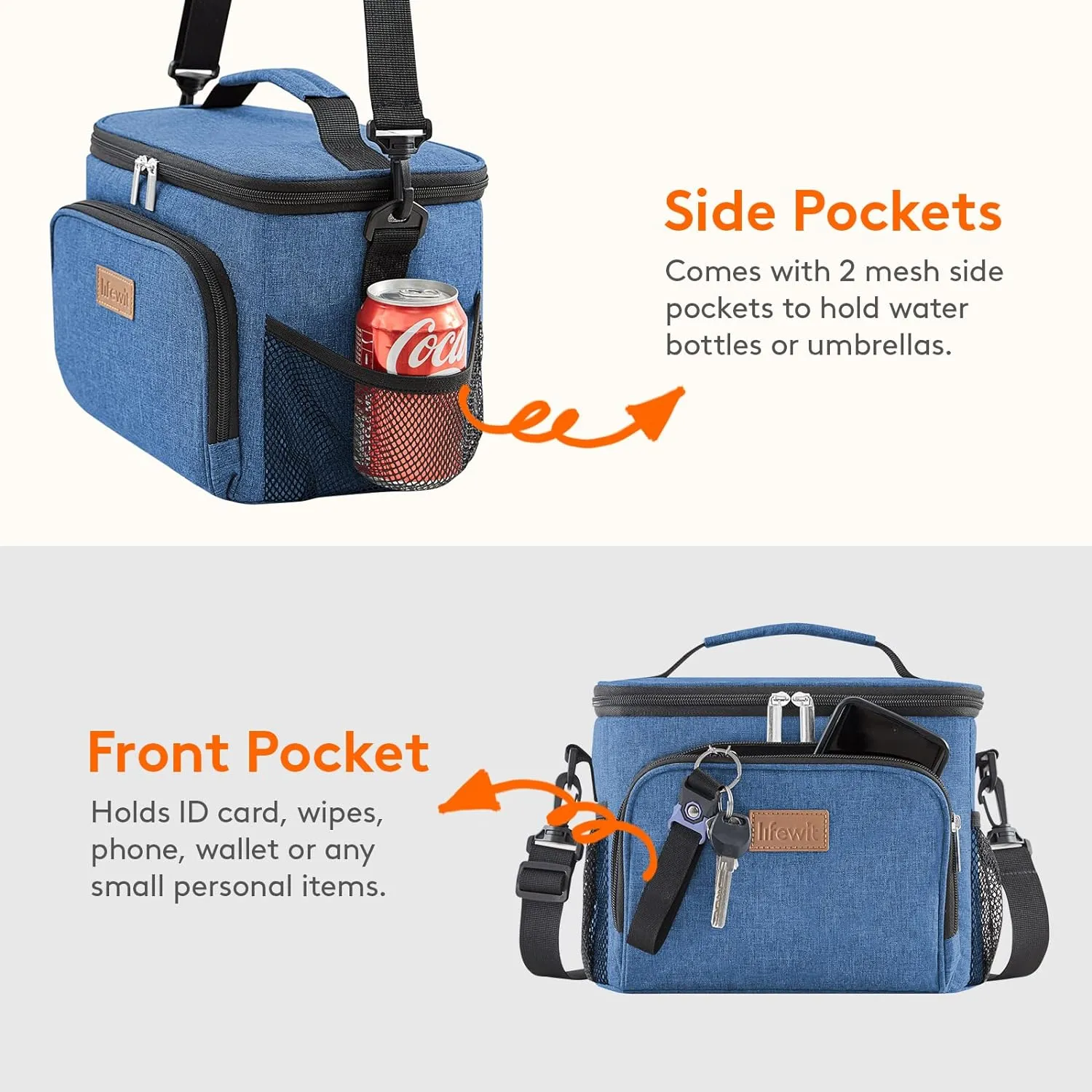 Lifewit Reusable Insulated Lunch Bag for Men, Lunch Box Women, Portable Cooler Freezable Soft Lunchbox Leakproof with Adjustable Shoulder Strap for Adult for Work Picnic or Travel, Blue 15L