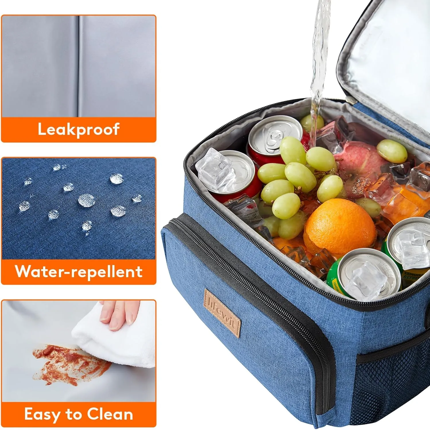 Lifewit Reusable Insulated Lunch Bag for Men, Lunch Box Women, Portable Cooler Freezable Soft Lunchbox Leakproof with Adjustable Shoulder Strap for Adult for Work Picnic or Travel, Blue 15L