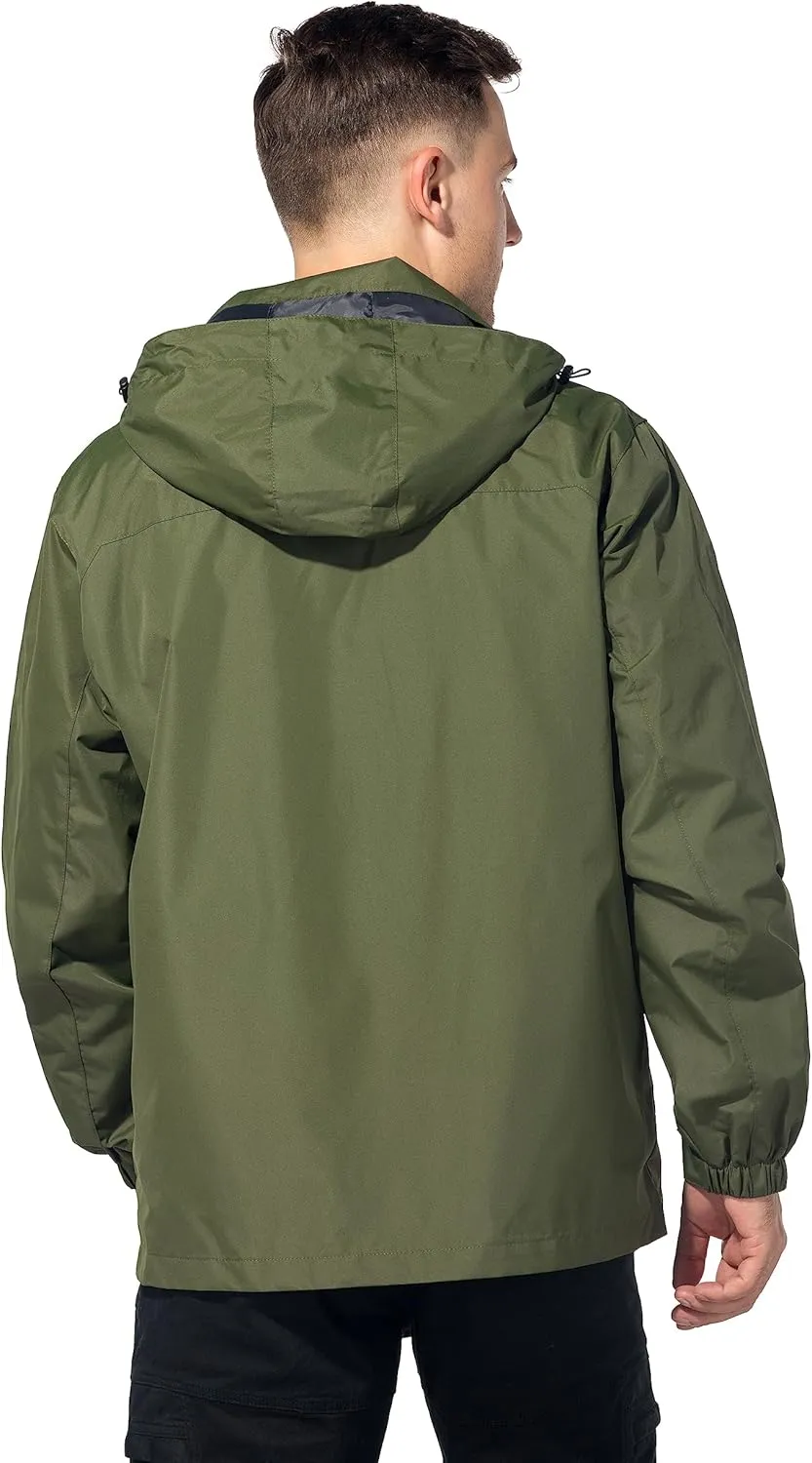 Lightweight Waterproof Jackets with Detachable Hood for Men