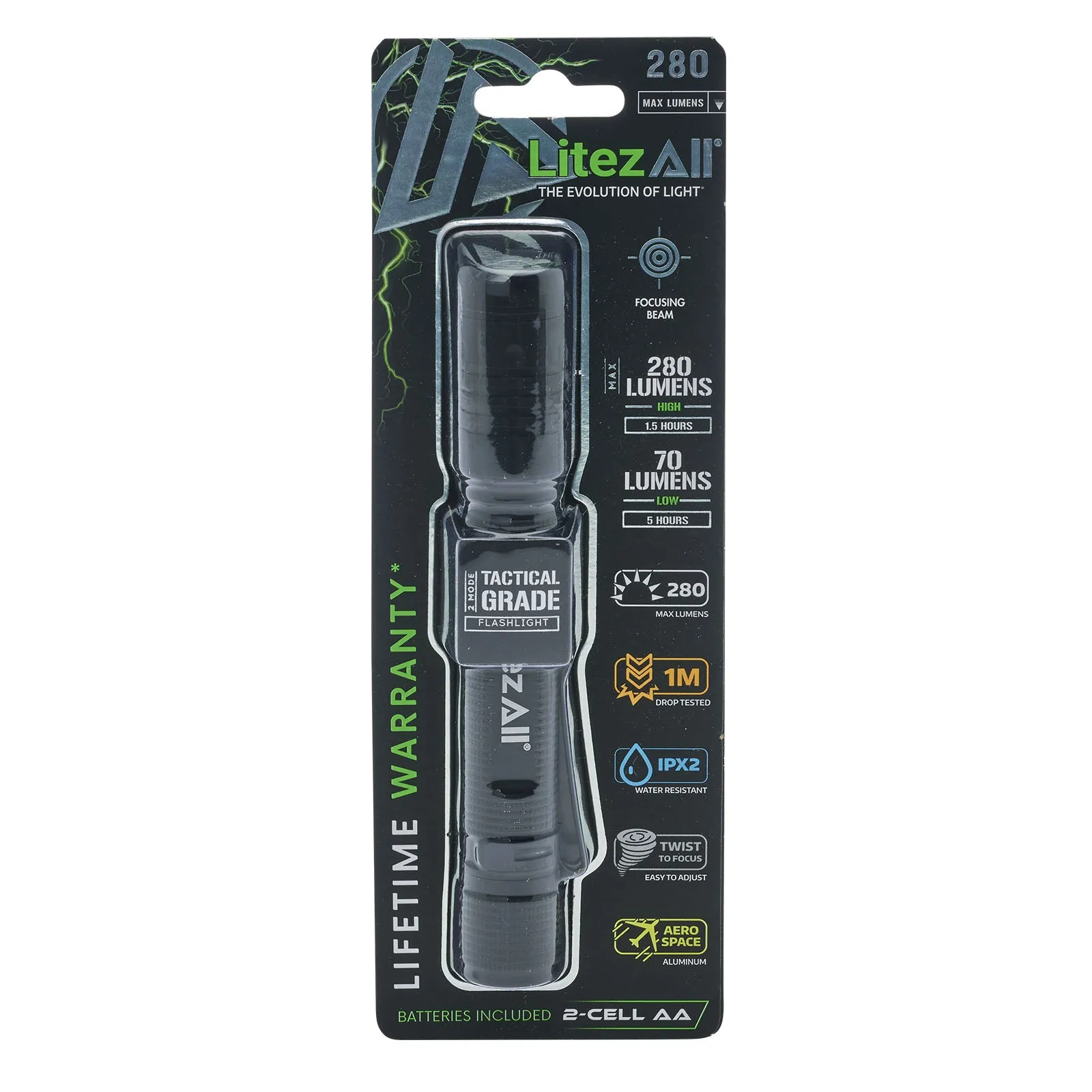 LitezAll 280 Lumen Tactical Flashlight
