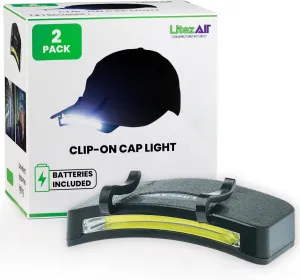 LitezAll LED Cap Light, 300 Lumens Hat Light for Outdoor Activities, Battery Powered and Weather Resistant Hat Lights for Camping, Hiking, and More
