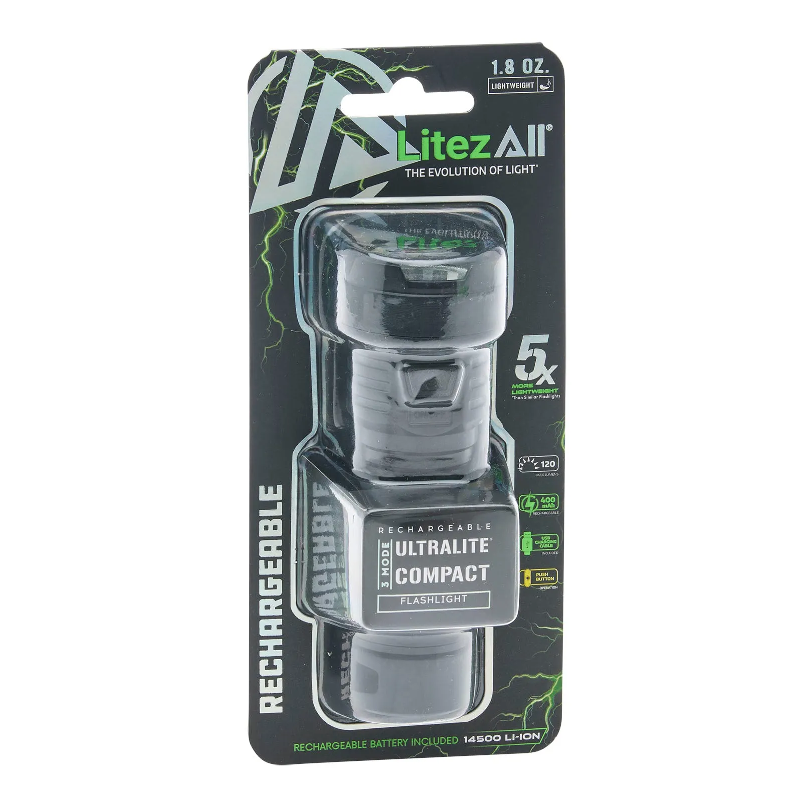 LitezAll Rechargeable 120 Lumen Flashlight