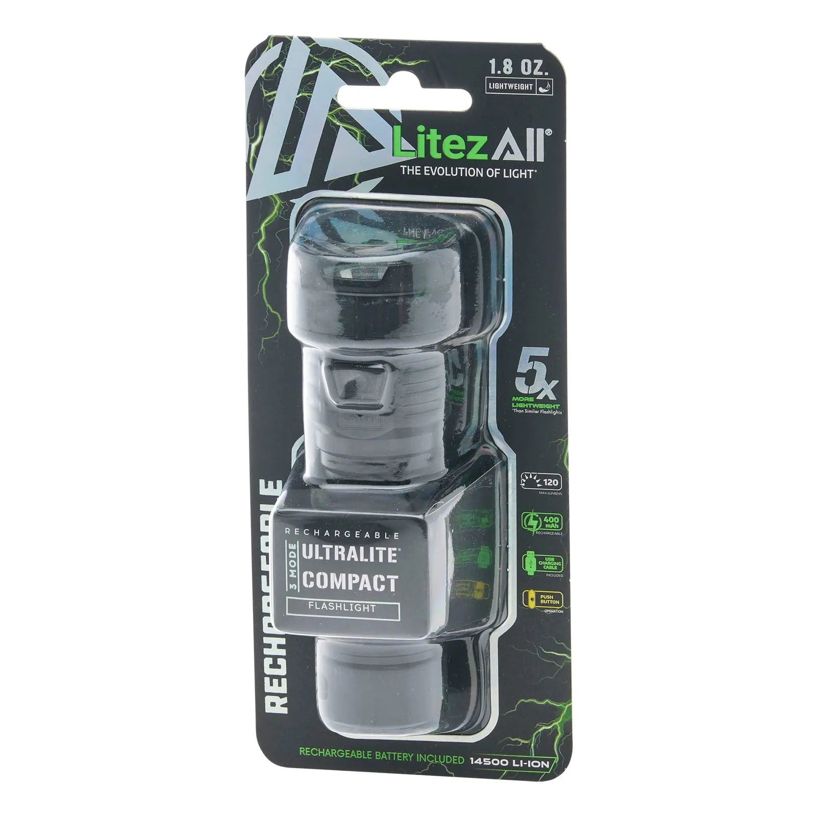 LitezAll Rechargeable 120 Lumen Flashlight