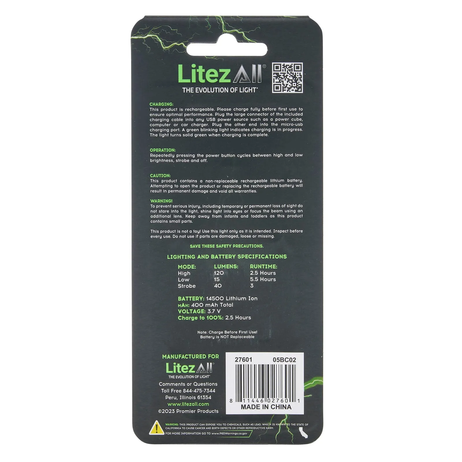 LitezAll Rechargeable 120 Lumen Flashlight