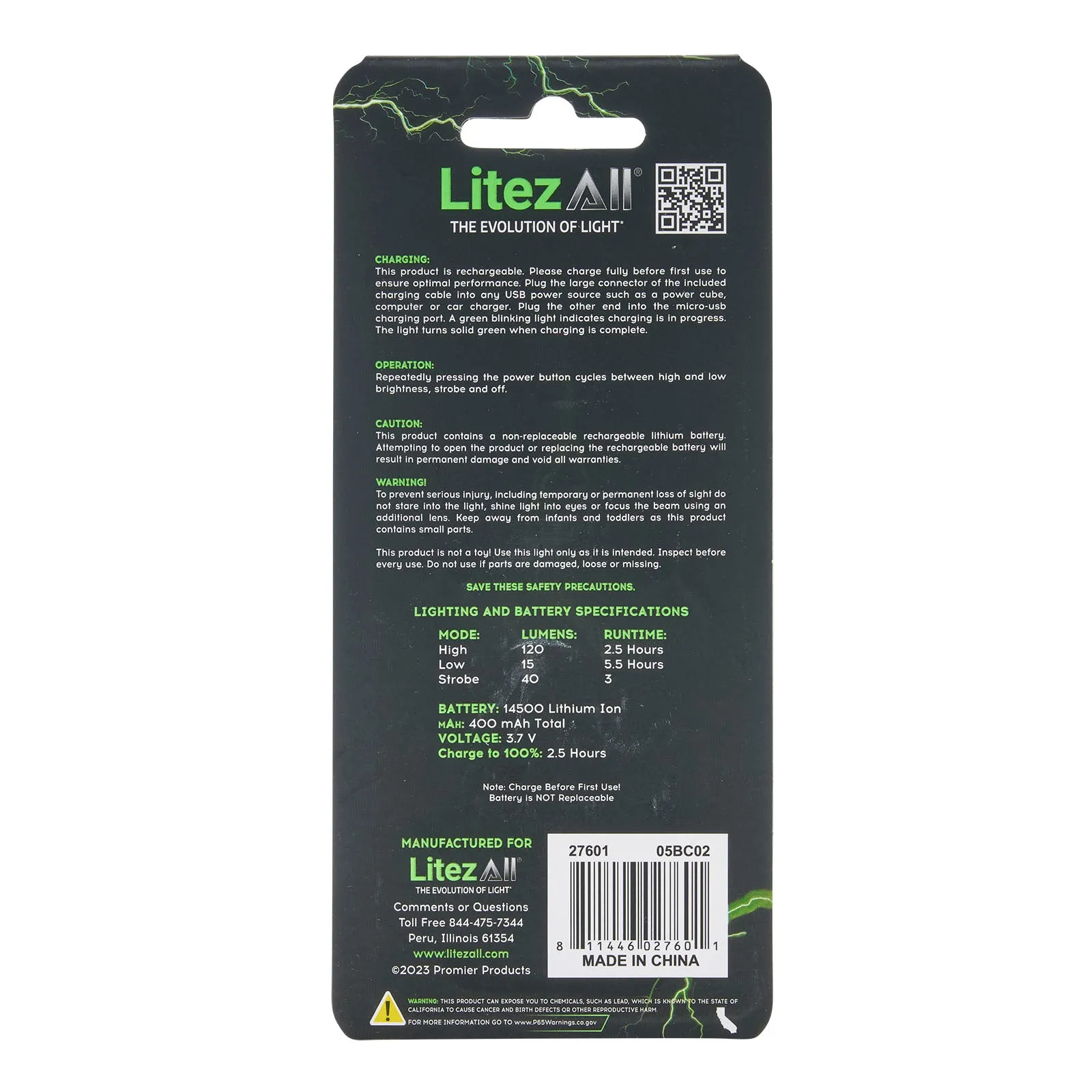 LitezAll Rechargeable 120 Lumen Flashlight