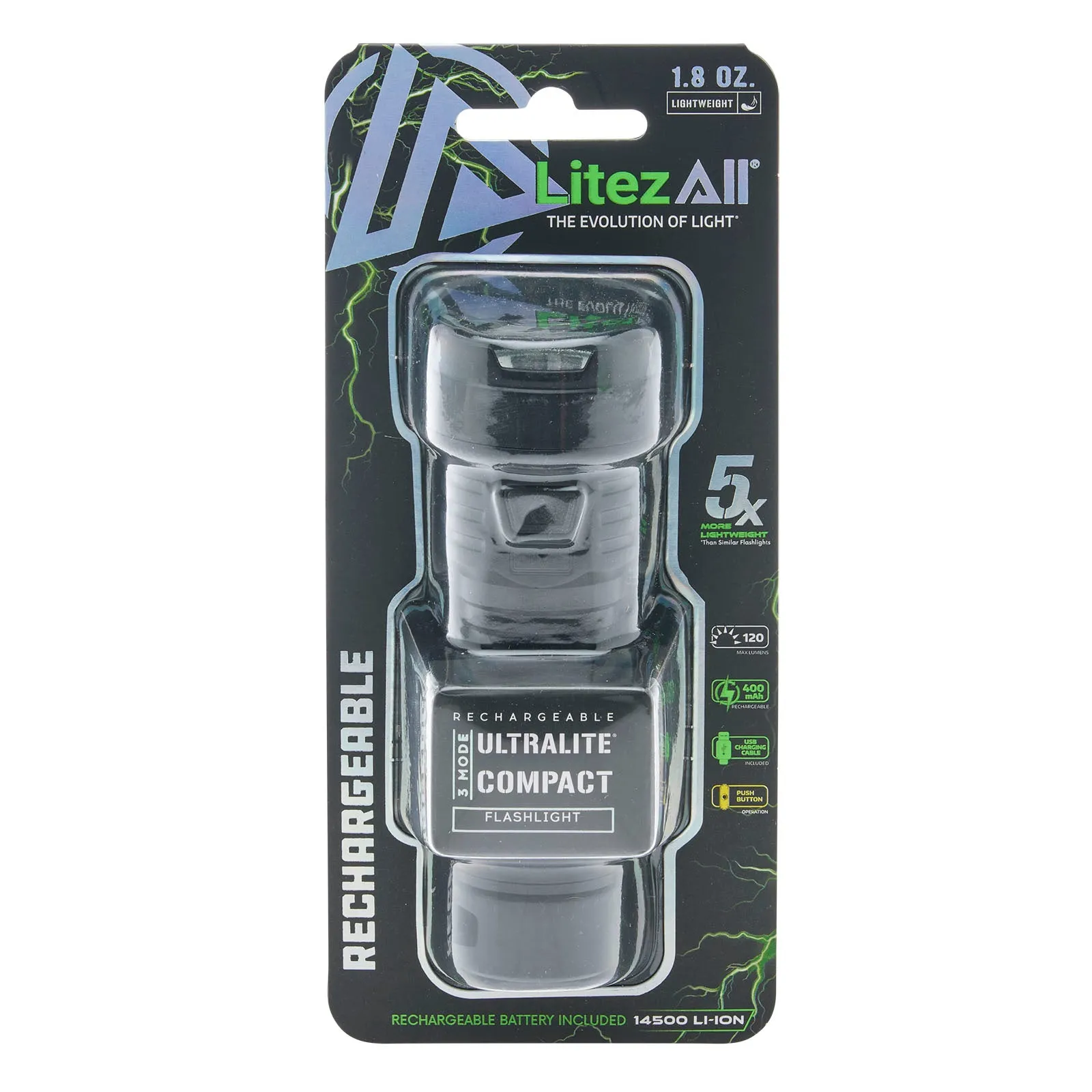 LitezAll Rechargeable 120 Lumen Flashlight