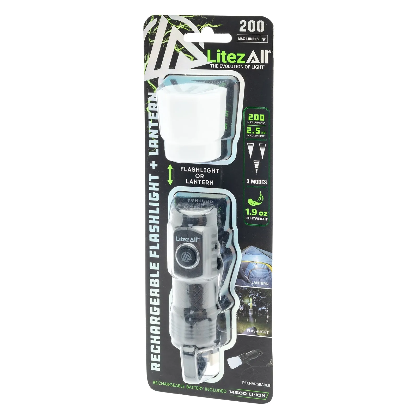LitezAll Rechargeable Pocket Flashlight with Removable Shade