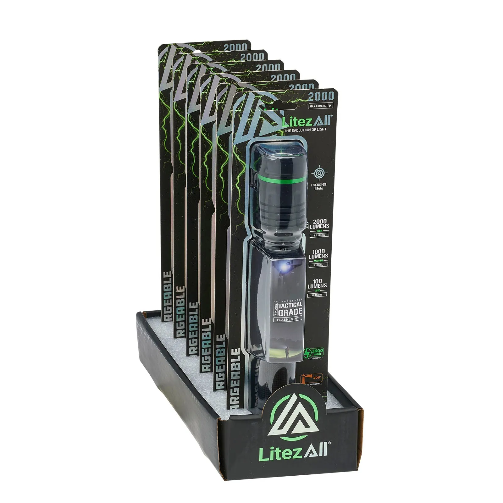 LitezAll Rechargeable Thin 2000 Lumen Tactical Flashlight