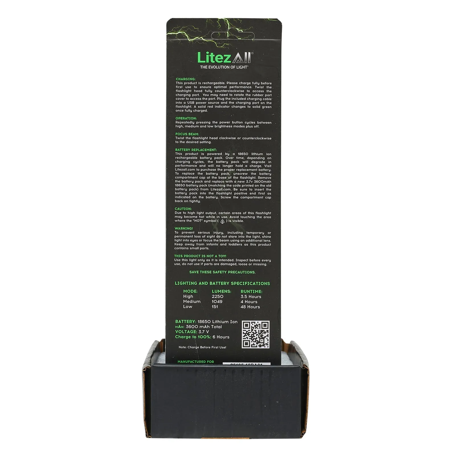LitezAll Rechargeable Thin 2000 Lumen Tactical Flashlight