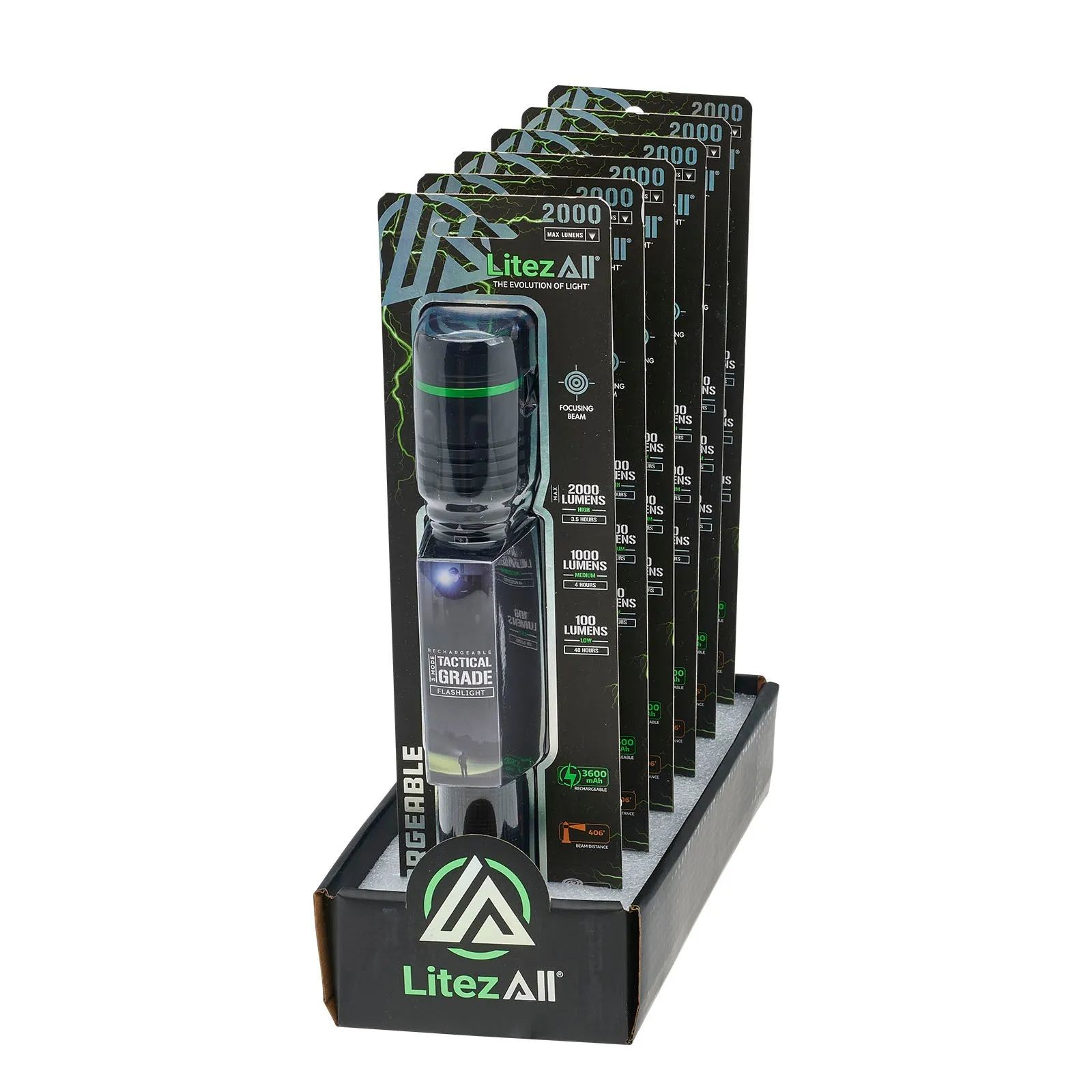 LitezAll Rechargeable Thin 2000 Lumen Tactical Flashlight