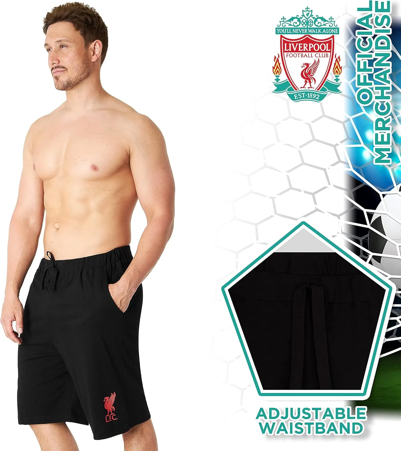 Liverpool F.C. Mens Pajama Pants 2 Pack of PJs Pants Comfy Pajama Shorts for Men Teens