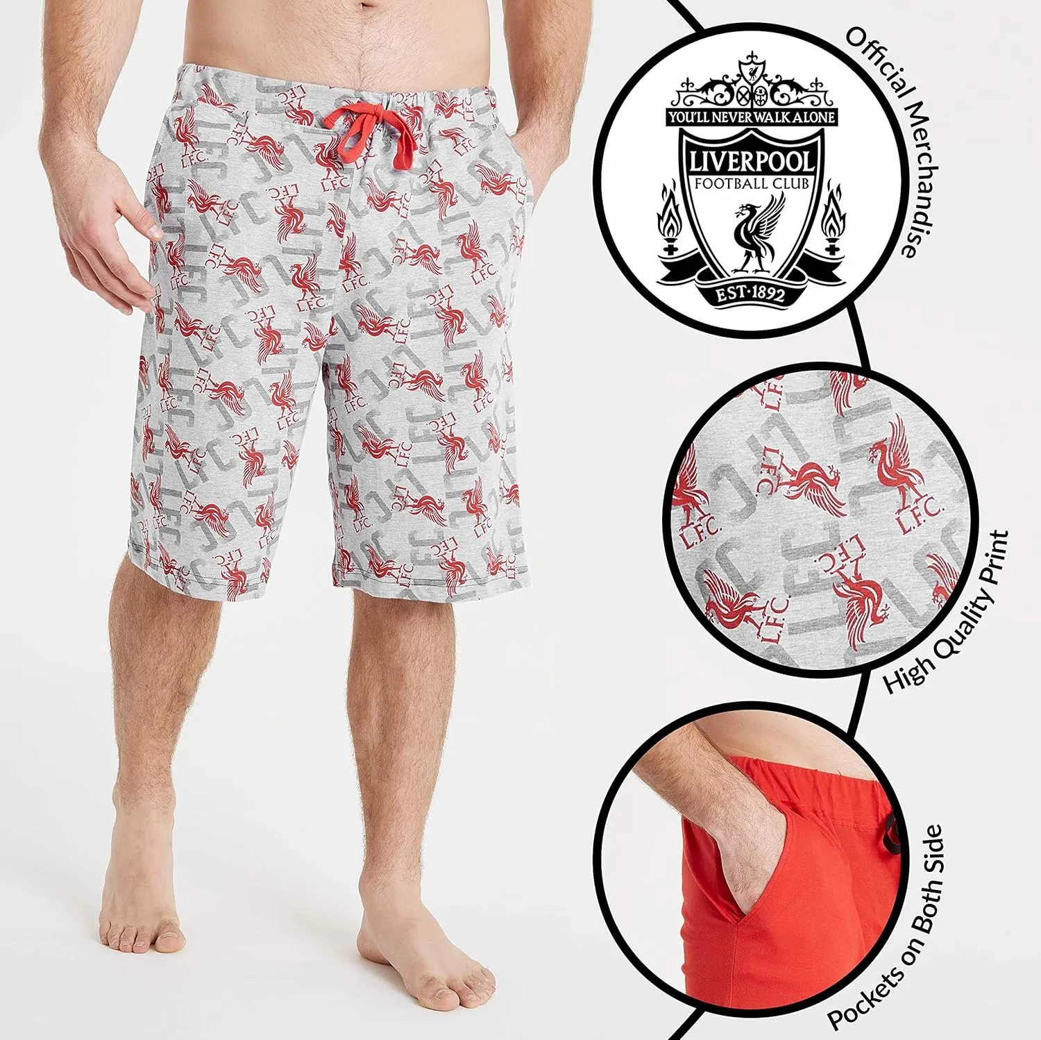 Liverpool F.C. Mens Pajama Pants 2 Pack of PJs Pants Comfy Pajama Shorts for Men Teens