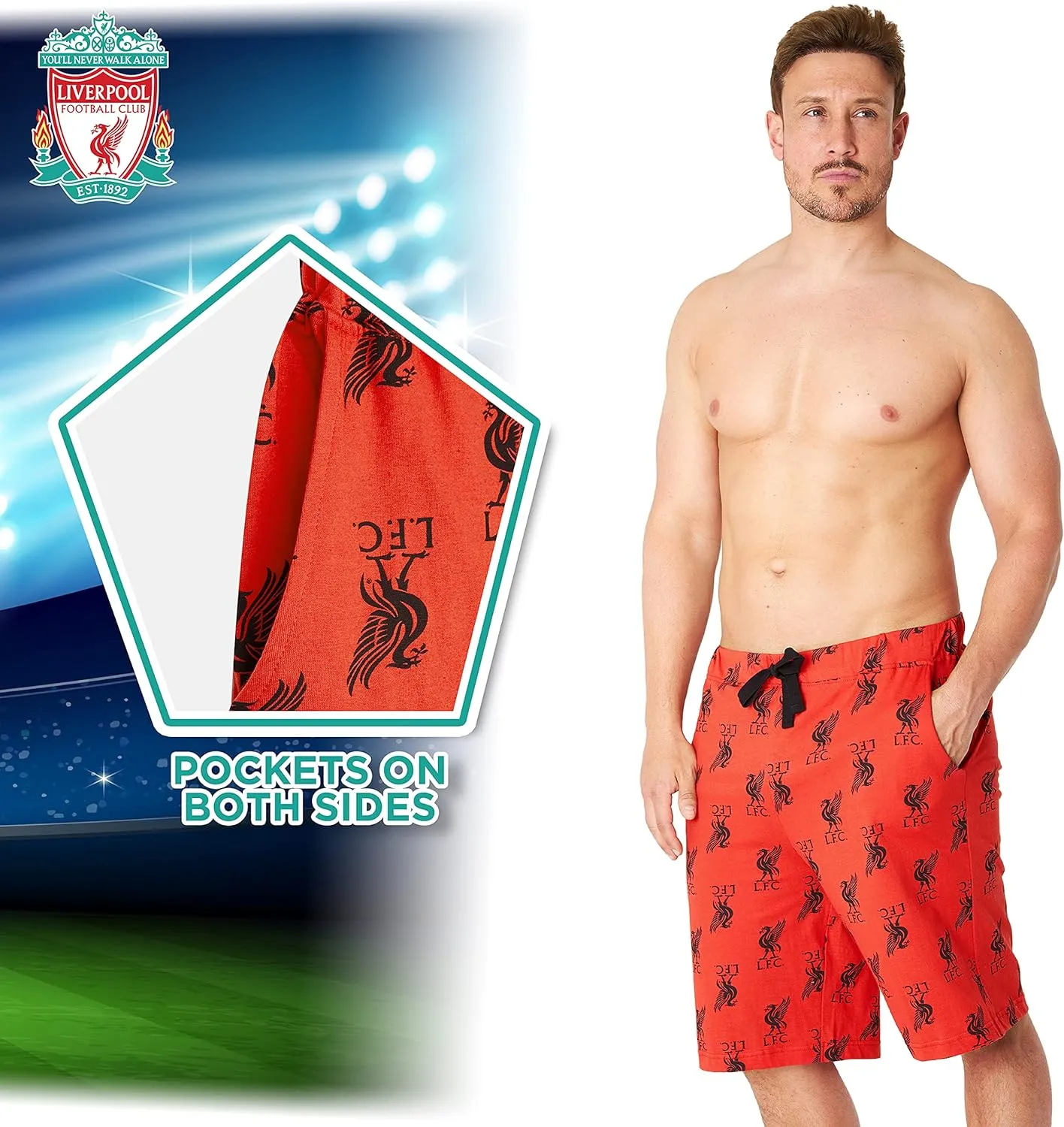 Liverpool F.C. Mens Pajama Pants 2 Pack of PJs Pants Comfy Pajama Shorts for Men Teens