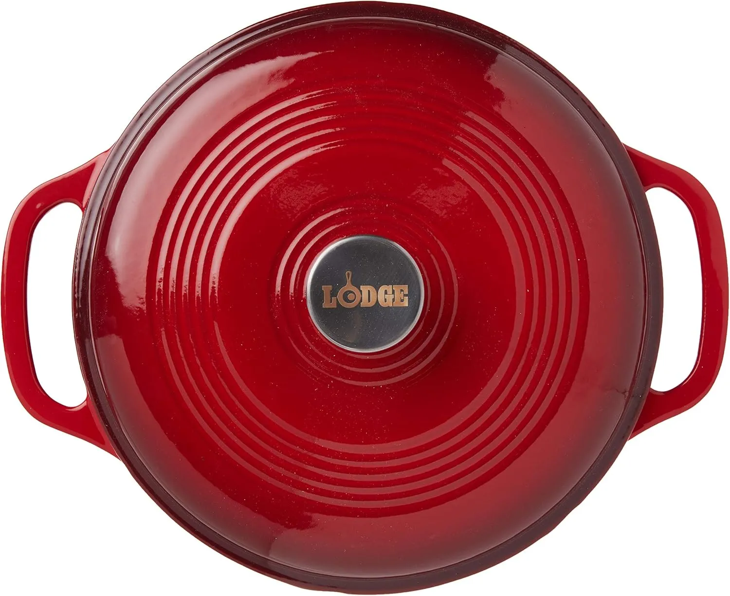 Lodge 6 Quart Enameled Cast Iron Dutch Oven with Lid – Dual Handles – Oven Safe up to 500° F or on Stovetop - Use to Marinate, Cook, Bake, Refrigerate and Serve – Island Spice Red