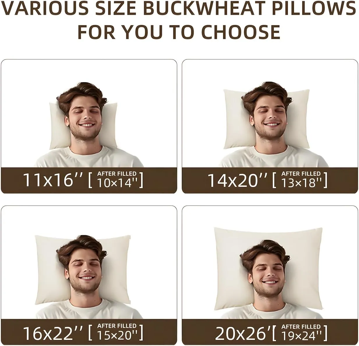 LOFE Organic Buckwheat Pillow for Sleeping - 14''x20'', Adjustable Loft, Breathable for Cool Sleep, Cervical Support for Back and Side Sleepers(Tartary Buckwheat Hulls)