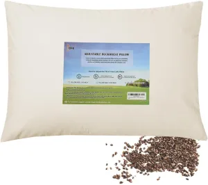 LOFE Organic Buckwheat Pillow for Sleeping - Kids/Travel Size 11''x16'', Adjustable Loft, Breathable for Cool Sleep, Cervical Support for Back and Side Sleepers(Tartary Buckwheat Hulls)