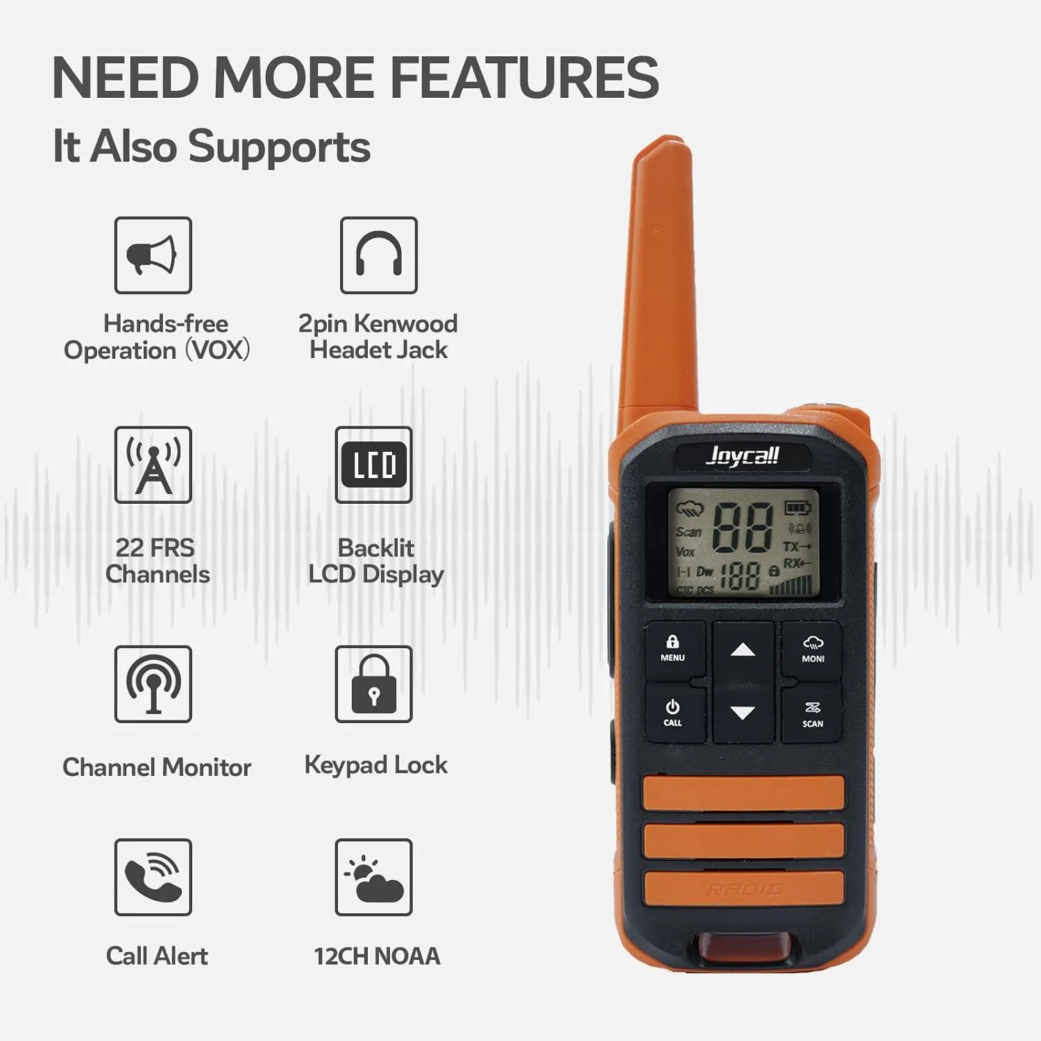 Long Range Walkie Talkies for Adult with NOAA Weather Alert Portable Walkie Talkies Rechargeable 22 Modifiable FRS Two Way Radios with Charger Cable &1400mAh Li-ion Battery (Orange)