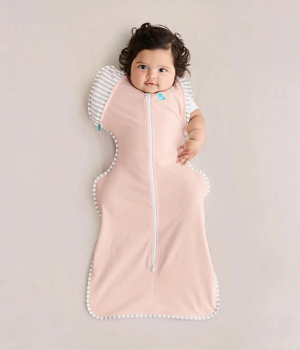 Love to Dream Swaddle Up Transition Bag - Arms Up Position - Light and Ultra Breathable Cotton - Twin Zip - Zip Off Wings - Spring, Summer - Sleep Bag - 0.2TOG - Light Pink, Large (8.5-11kg)