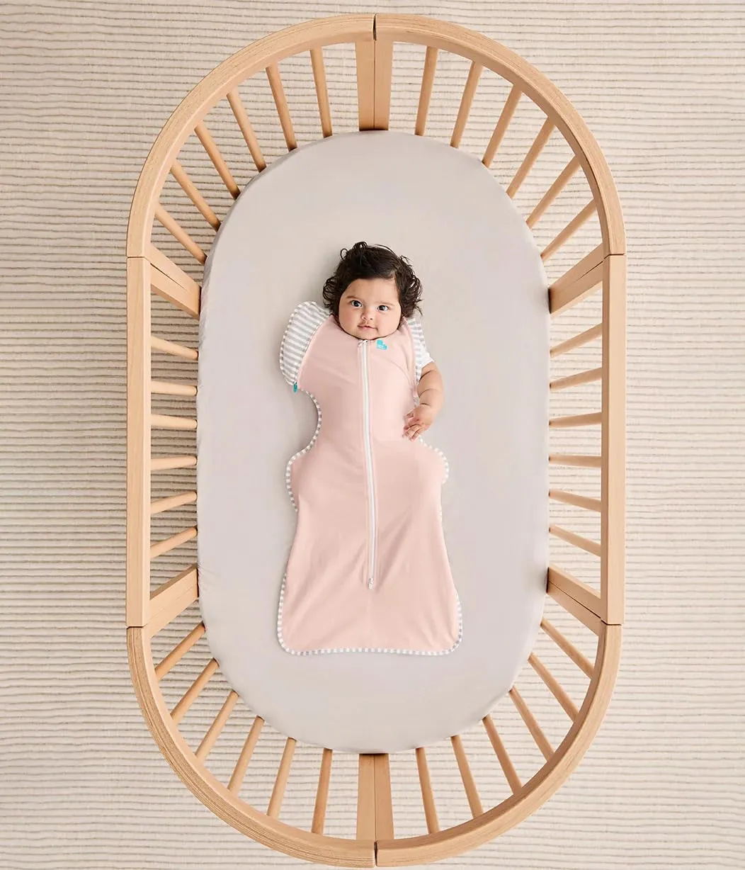 Love to Dream Swaddle Up Transition Bag - Arms Up Position - Light and Ultra Breathable Cotton - Twin Zip - Zip Off Wings - Spring, Summer - Sleep Bag - 0.2TOG - Light Pink, Large (8.5-11kg)