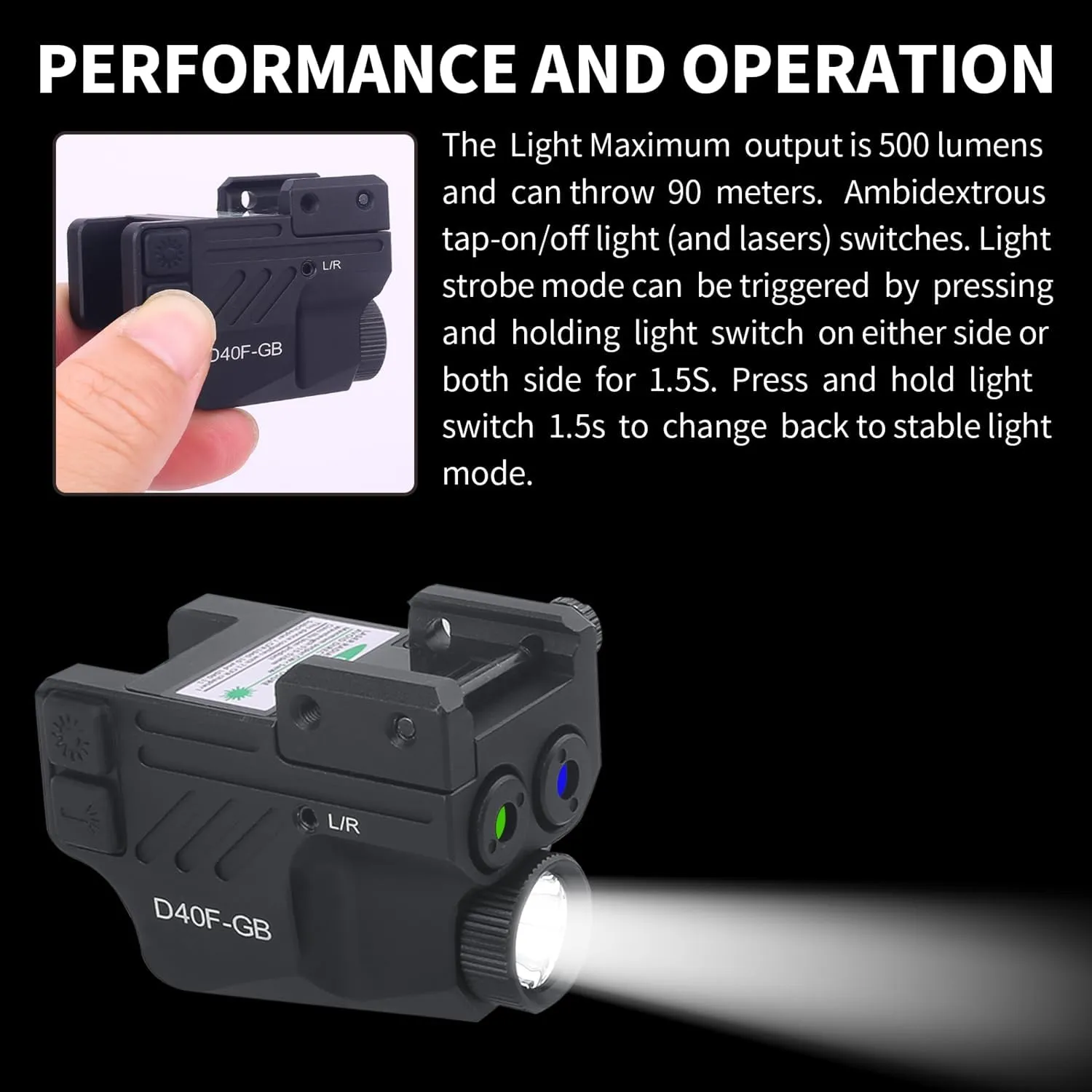 Low Profile Blue and Green Laser Sights Combo,Rechargeable Blue and Green Laser Light