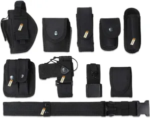 Lsgoodcare Multifunction Police Security Guard Military Tactical Duty Utility Waist Belt, Black 10 in 1 600D Nylon Adjustable Modular Equipment Law Enforcement Outdoor Duty Belts