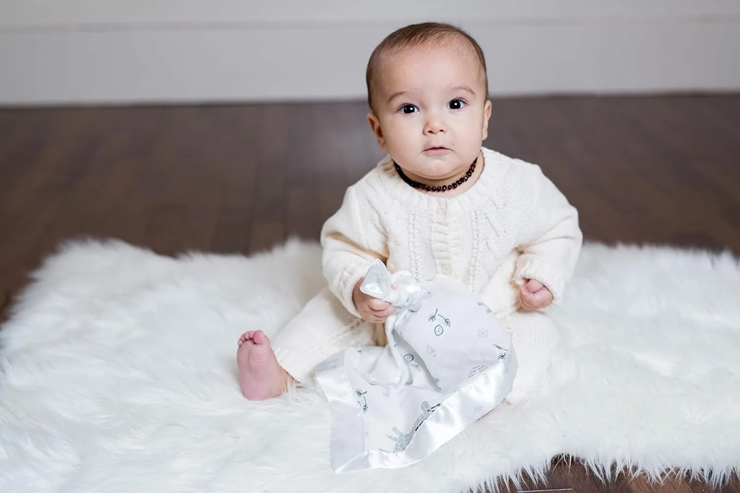 lulujo Baby Security Lovey Blankets| Unisex Softest Breathable Cotton Muslin Security Blanket with Silky Satin Trim| Neutral Comforting Blanket for Girls & Boys | 16in by 16 in| Afrique