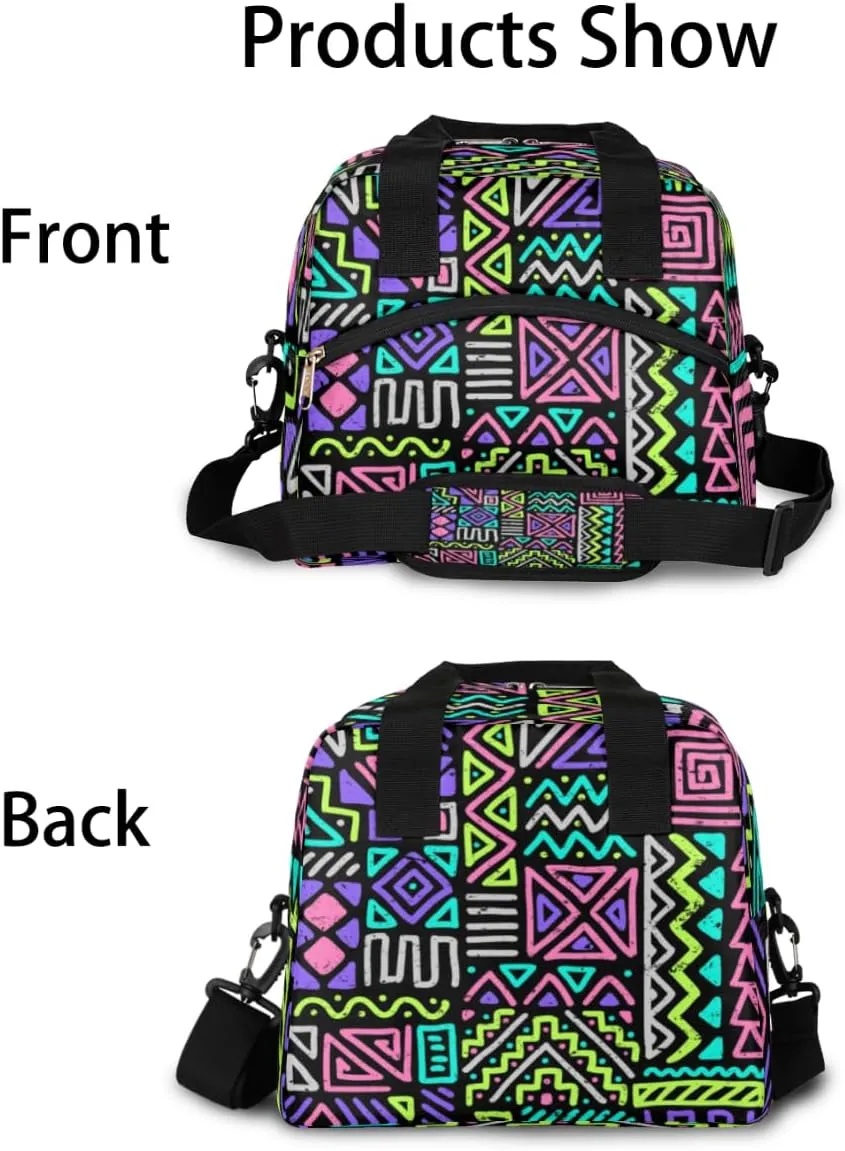Lunch Bag for Women Men Gypsy Plaid Reusable Durable Insulated Lunch Box for Work Office Picnic Beach Hiking Lunch Tote Bag with Adjustable Shoulder Strap