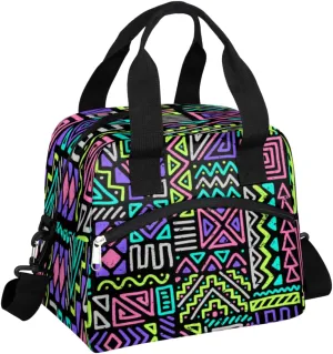 Lunch Bag for Women Men Gypsy Plaid Reusable Durable Insulated Lunch Box for Work Office Picnic Beach Hiking Lunch Tote Bag with Adjustable Shoulder Strap