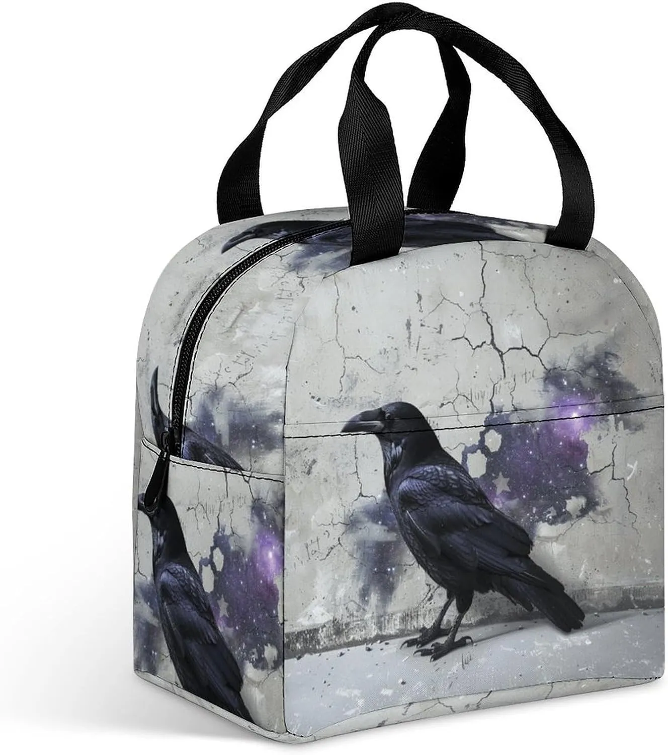 Lunch Bag Lnsulated Lunch Box Lunch Containers Crow on The Ground Printed Reusable Lunch Tote Bags for Women And Men Work, Travel, Outdoor