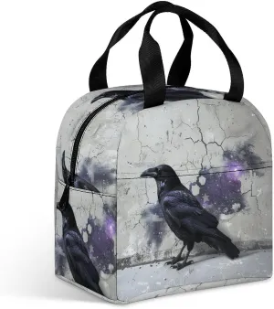 Lunch Bag Lnsulated Lunch Box Lunch Containers Crow on The Ground Printed Reusable Lunch Tote Bags for Women And Men Work, Travel, Outdoor