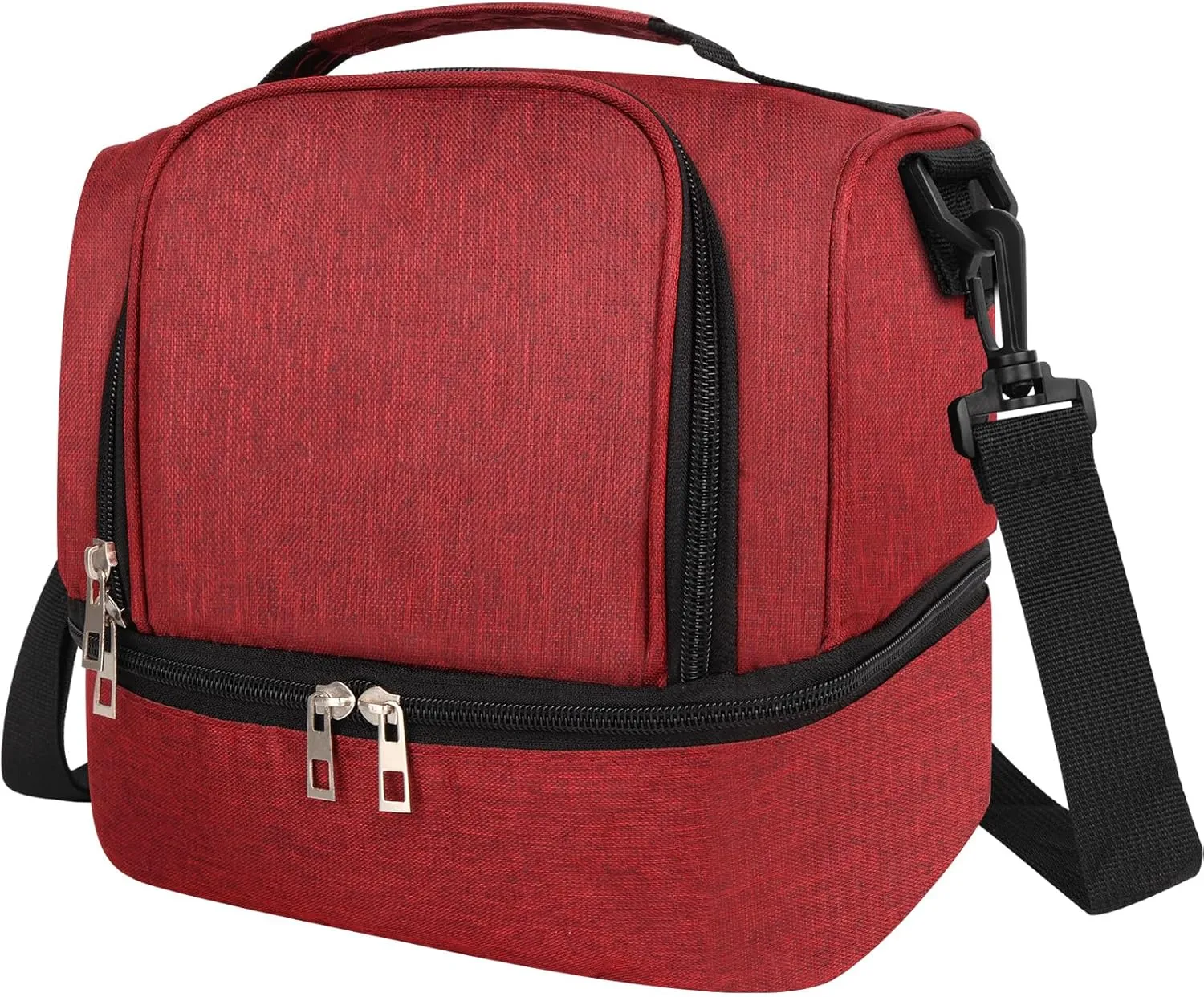 Lunch Box Lunch Bag for Women Men Reusable Insulated Lunch Bag Women Lunch Cooler Tote Bags with Adjustable Shoulder Strap for Office Work Picnic Travel, Wine Red