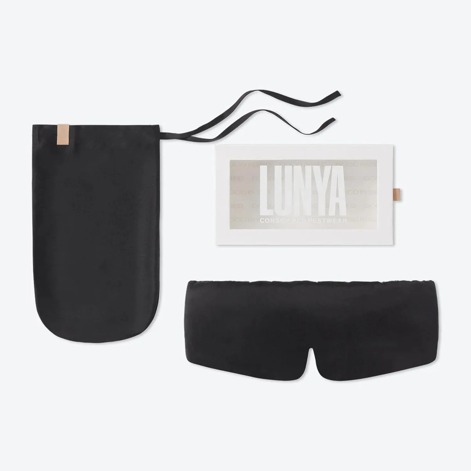 Lunya Sleep Mask with Box - Washable Silk Sleeping Mask and Headband for Beauty Routines - Thermoregulating Comfort for Restful Nights - Silk Eye Mask for Women - Immersed Black