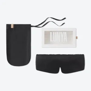 Lunya Sleep Mask with Box - Washable Silk Sleeping Mask and Headband for Beauty Routines - Thermoregulating Comfort for Restful Nights - Silk Eye Mask for Women - Immersed Black