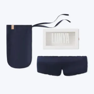 Lunya Sleep Mask with Box - Washable Silk Sleeping Mask and Headband for Beauty Routines - Thermoregulating Comfort for Restful Nights - Silk Eye Mask for Women - Large - Deep Blue