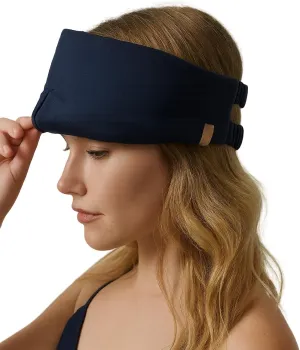 Lunya Weighted Silk Sleeping Mask with Pouch and Box – Washable Eye Cover – Gentle Pressure for Relaxation – Deep Blue – Large