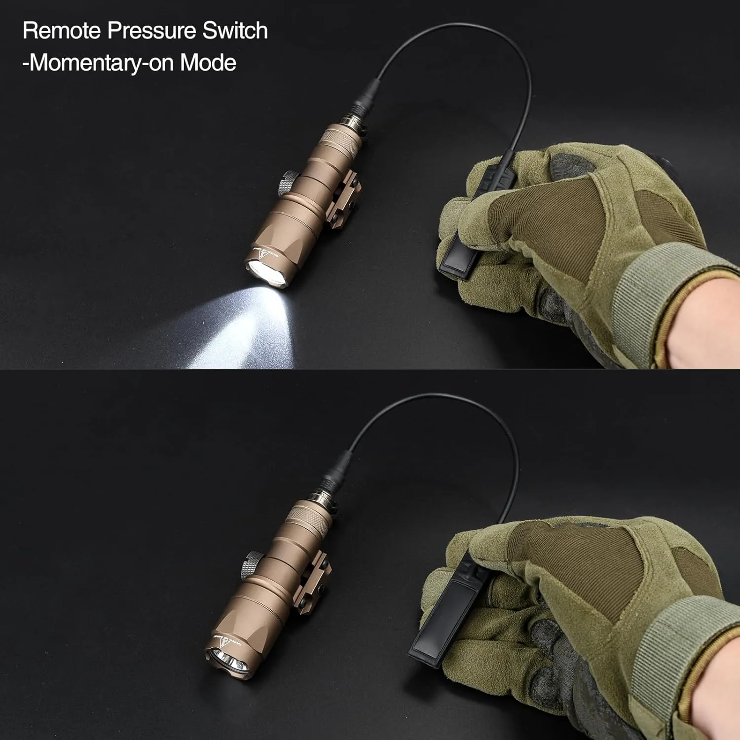M300A 500 Lumens Tactical Flashlight Weapon Light with Push Button Switch & Remote Pressure Switch for Constant/Momentary Modes, Fit for 20mm Picatinny Rail